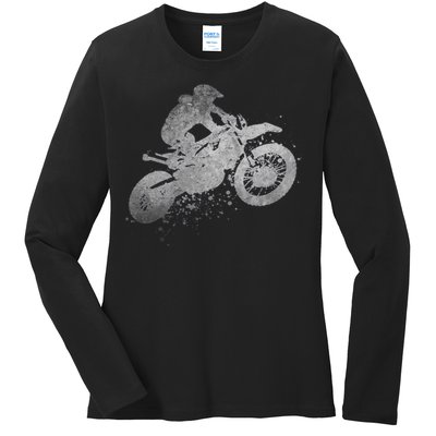 Dirt Bike Rider Racing Extreme Sports Vintage Teen Boy Ladies Long Sleeve Shirt