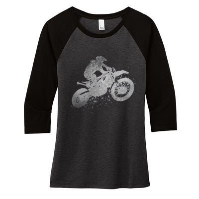 Dirt Bike Rider Racing Extreme Sports Vintage Teen Boy Women's Tri-Blend 3/4-Sleeve Raglan Shirt