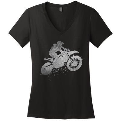 Dirt Bike Rider Racing Extreme Sports Vintage Teen Boy Women's V-Neck T-Shirt