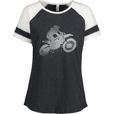 Dirt Bike Rider Racing Extreme Sports Vintage Teen Boy Enza Ladies Jersey Colorblock Tee