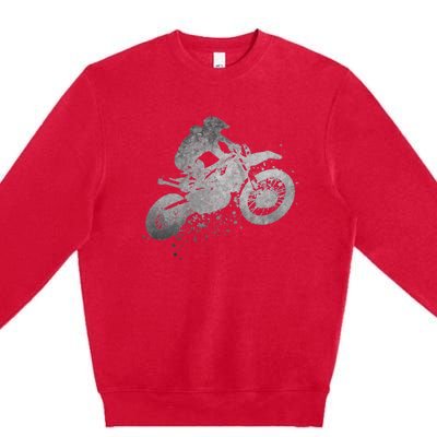 Dirt Bike Rider Racing Extreme Sports Vintage Teen Boy Premium Crewneck Sweatshirt