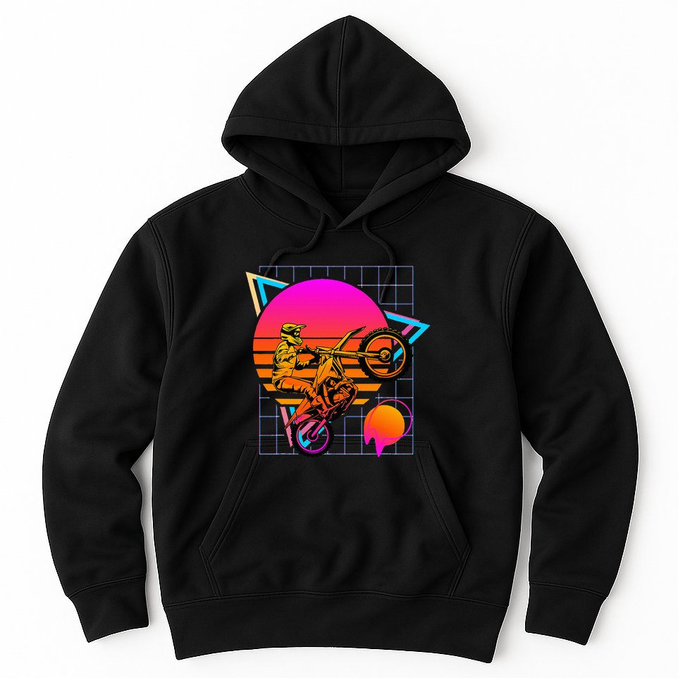 Dirt Bike Retro 80s Style Vintage Motocross Hoodie