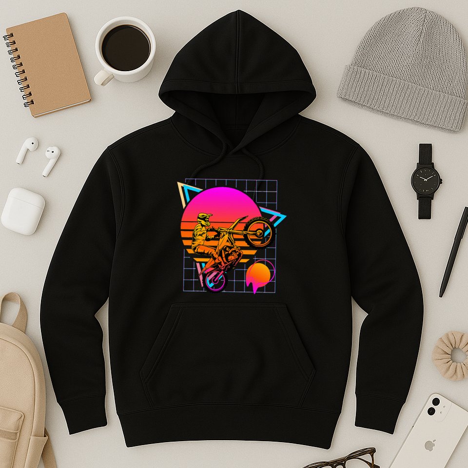 Dirt Bike Retro 80s Style Vintage Motocross Hoodie