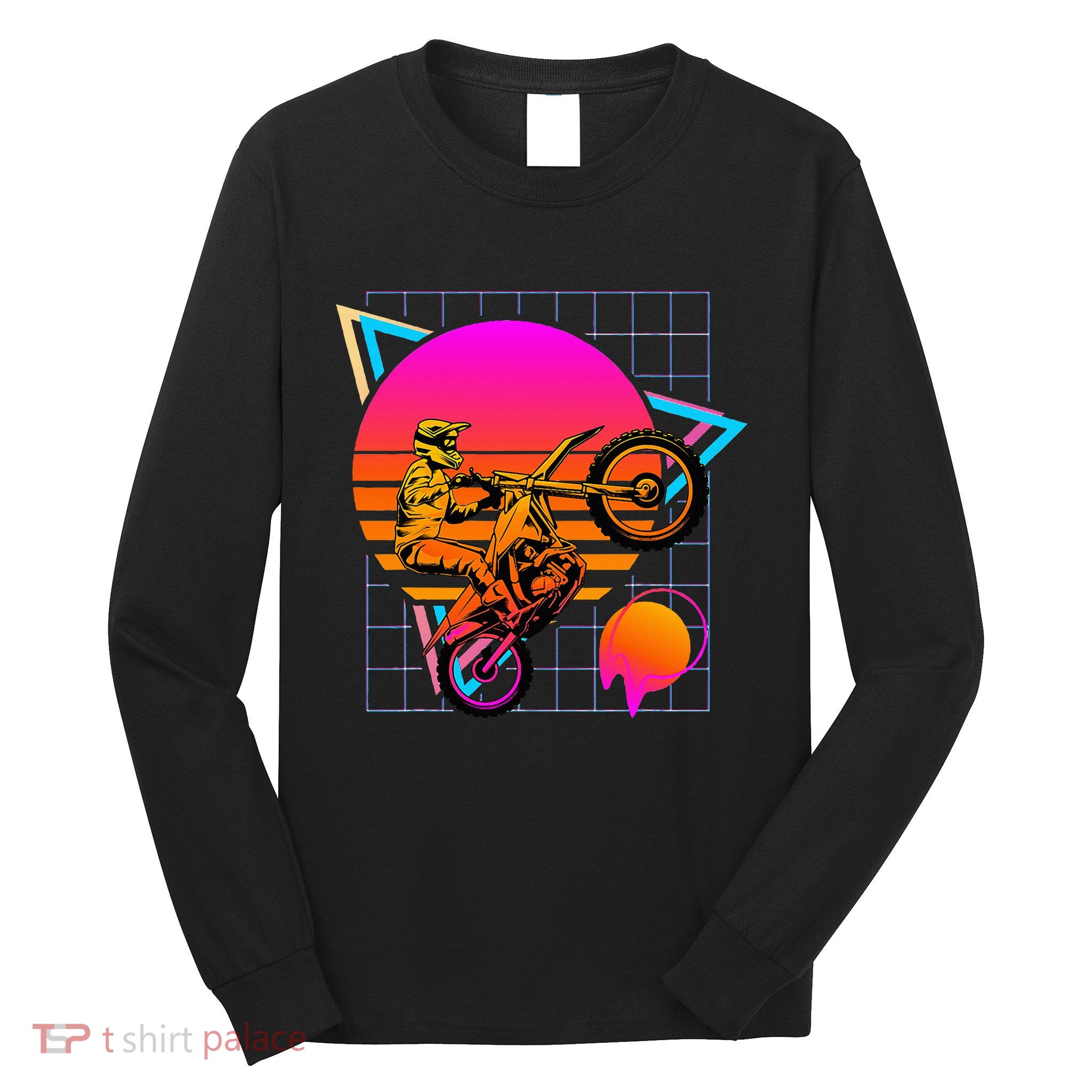 Dirt Bike Retro 80s Style Vintage Motocross Long Sleeve Shirt
