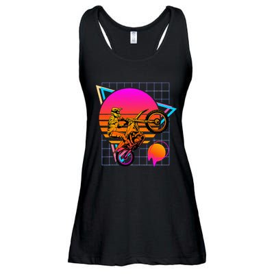 Dirt Bike Retro 80s Style Vintage Motocross Ladies Essential Flowy Tank