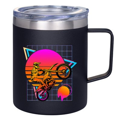 Dirt Bike Retro 80s Style Vintage Motocross 12oz Stainless Steel Coffee Mug