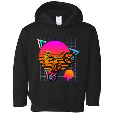Dirt Bike Retro 80s Style Vintage Motocross Toddler Hoodie
