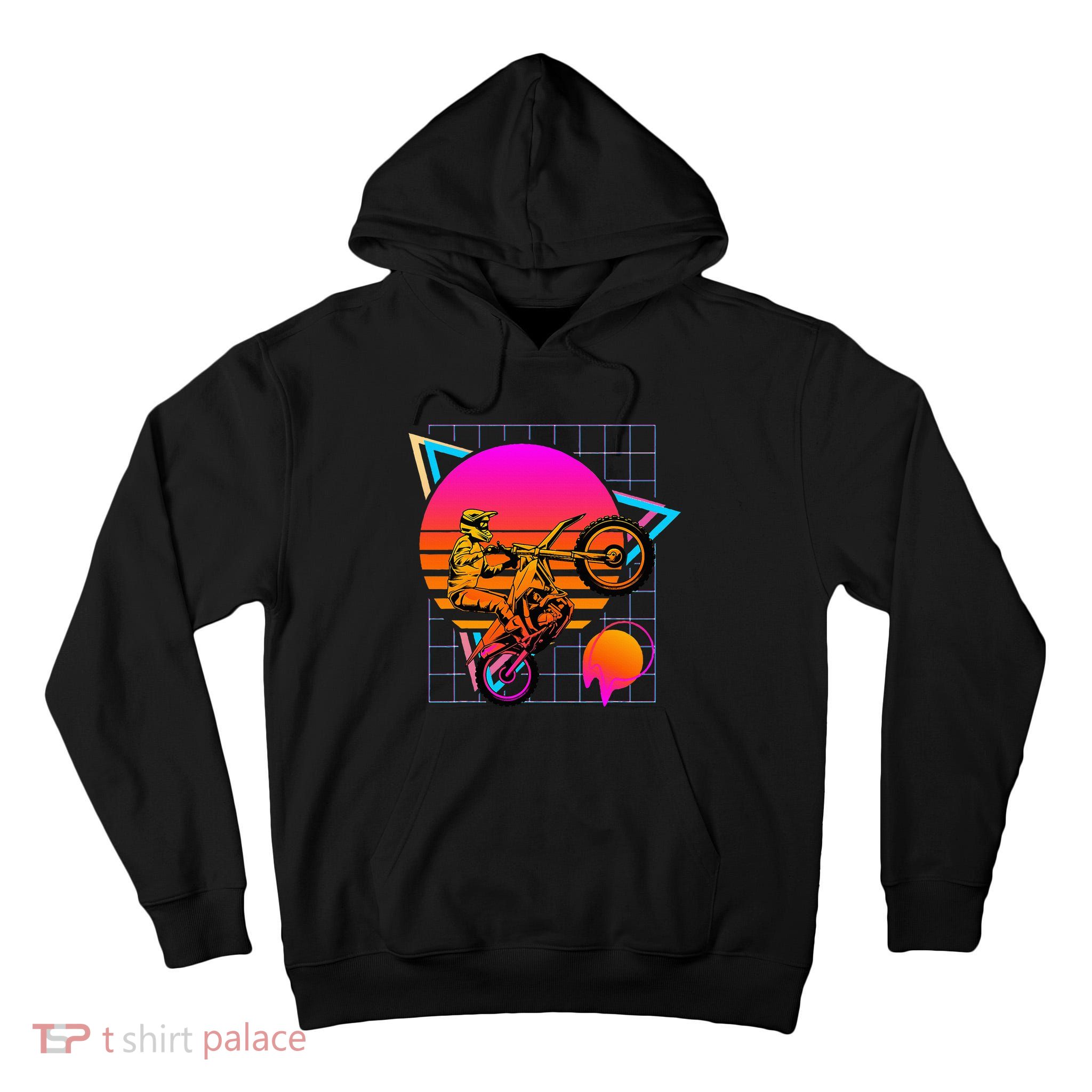 Dirt Bike Retro 80s Style Vintage Motocross Tall Hoodie