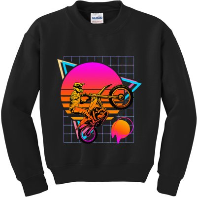 Dirt Bike Retro 80s Style Vintage Motocross Kids Sweatshirt