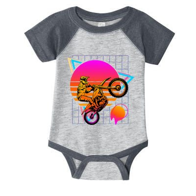Dirt Bike Retro 80s Style Vintage Motocross Infant Baby Jersey Bodysuit