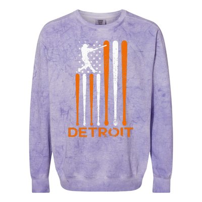 Detroit Baseball Soul American Us Flag Colorblast Crewneck Sweatshirt