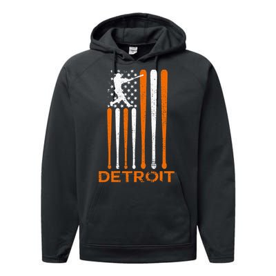 Detroit Baseball Soul American Us Flag Performance Fleece Hoodie