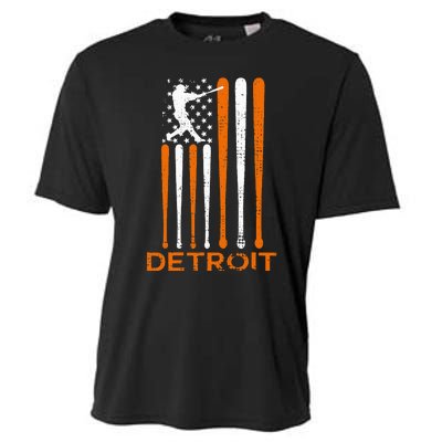 Detroit Baseball Soul American Us Flag Cooling Performance Crew T-Shirt