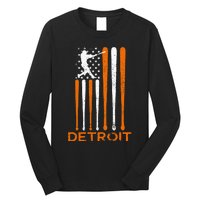 Detroit Baseball Soul American Us Flag Long Sleeve Shirt