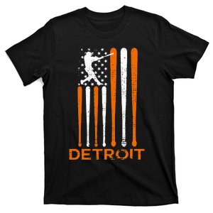 Detroit Baseball Soul American Us Flag T-Shirt