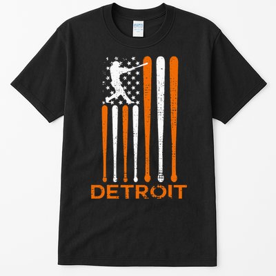 Detroit Baseball Soul American Us Flag Tall T-Shirt