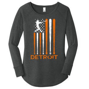 Detroit Baseball Soul American Us Flag Women's Perfect Tri Tunic Long Sleeve Shirt