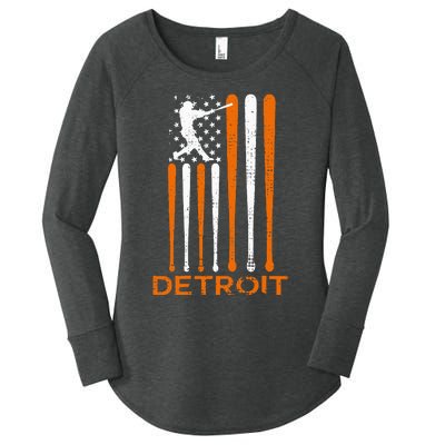 Detroit Baseball Soul American Us Flag Women's Perfect Tri Tunic Long Sleeve Shirt