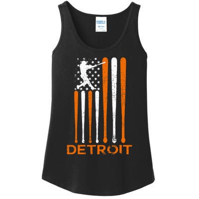 Detroit Baseball Soul American Us Flag Ladies Essential Tank