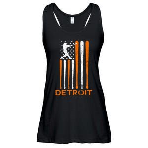 Detroit Baseball Soul American Us Flag Ladies Essential Flowy Tank