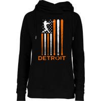 Detroit Baseball Soul American Us Flag Womens Funnel Neck Pullover Hood