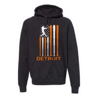 Detroit Baseball Soul American Us Flag Premium Hoodie