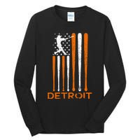 Detroit Baseball Soul American Us Flag Tall Long Sleeve T-Shirt