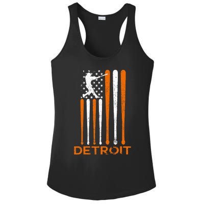 Detroit Baseball Soul American Us Flag Ladies PosiCharge Competitor Racerback Tank