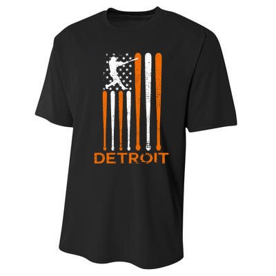 Detroit Baseball Soul American Us Flag Performance Sprint T-Shirt