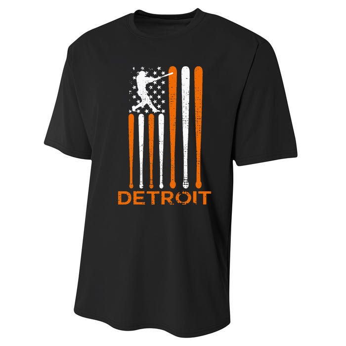 Detroit Baseball Soul American Us Flag Performance Sprint T-Shirt