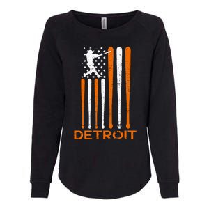 Detroit Baseball Soul American Us Flag Womens California Wash Sweatshirt