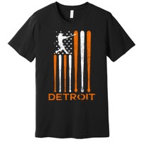 Detroit Baseball Soul American Us Flag Premium T-Shirt