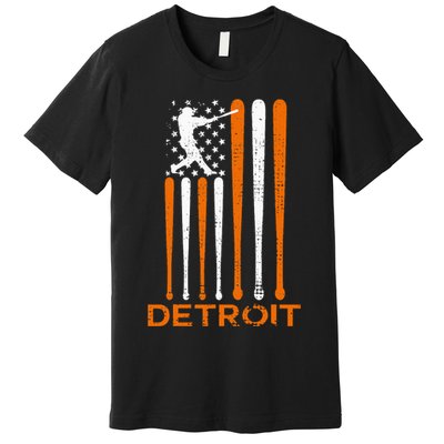 Detroit Baseball Soul American Us Flag Premium T-Shirt