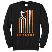 Detroit Baseball Soul American Us Flag Tall Sweatshirt