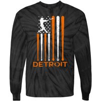 Detroit Baseball Soul American Us Flag Tie-Dye Long Sleeve Shirt