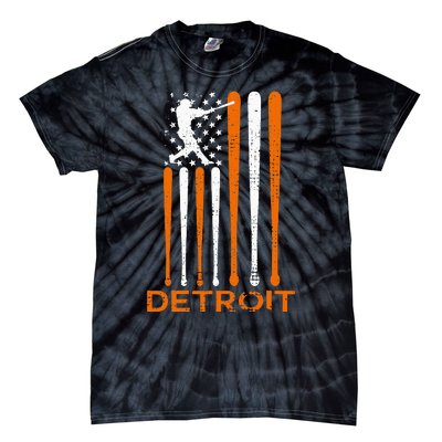 Detroit Baseball Soul American Us Flag Tie-Dye T-Shirt