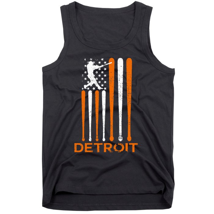 Detroit Baseball Soul American Us Flag Tank Top