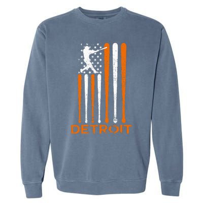 Detroit Baseball Soul American Us Flag Garment-Dyed Sweatshirt