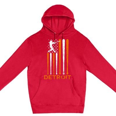 Detroit Baseball Soul American Us Flag Premium Pullover Hoodie