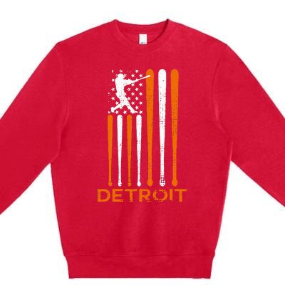 Detroit Baseball Soul American Us Flag Premium Crewneck Sweatshirt