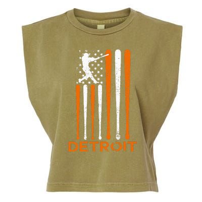 Detroit Baseball Soul American Us Flag Garment-Dyed Women's Muscle Tee