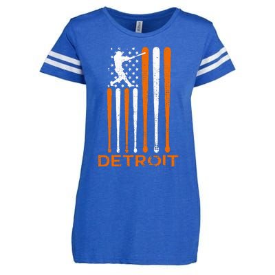 Detroit Baseball Soul American Us Flag Enza Ladies Jersey Football T-Shirt