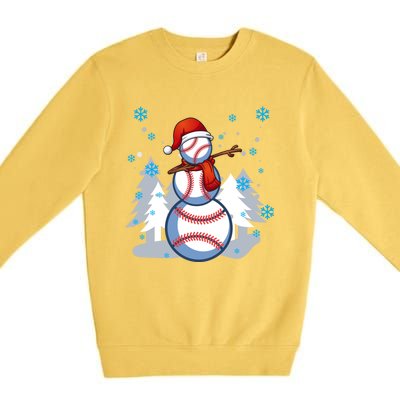 Dabbing Baseball Snow Christmas Funny Dab Ball Gift Premium Crewneck Sweatshirt