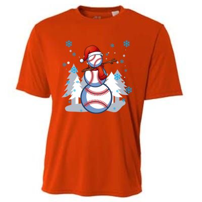 Dabbing Baseball Snow Christmas Funny Dab Ball Gift Cooling Performance Crew T-Shirt