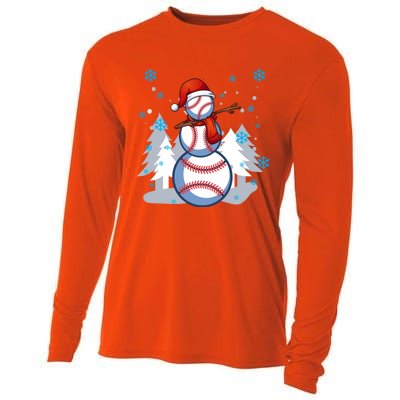 Dabbing Baseball Snow Christmas Funny Dab Ball Gift Cooling Performance Long Sleeve Crew