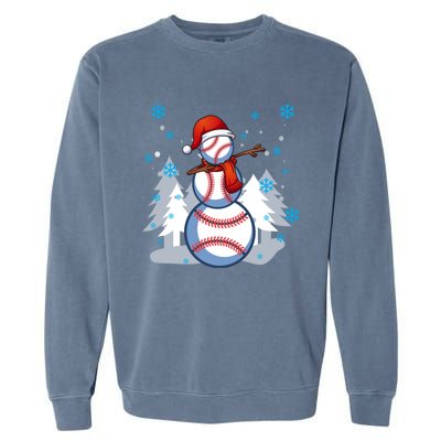 Dabbing Baseball Snow Christmas Funny Dab Ball Gift Garment-Dyed Sweatshirt