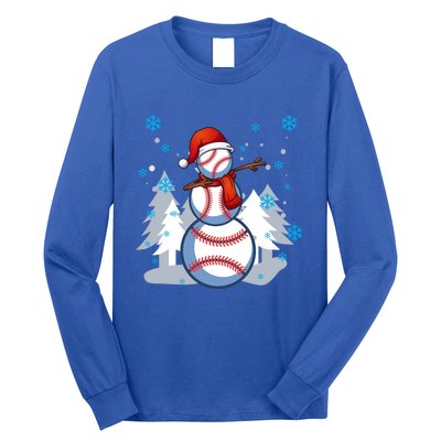 Dabbing Baseball Snow Christmas Funny Dab Ball Gift Long Sleeve Shirt