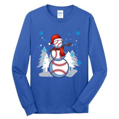 Dabbing Baseball Snow Christmas Funny Dab Ball Gift Tall Long Sleeve T-Shirt