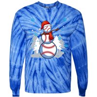 Dabbing Baseball Snow Christmas Funny Dab Ball Gift Tie-Dye Long Sleeve Shirt