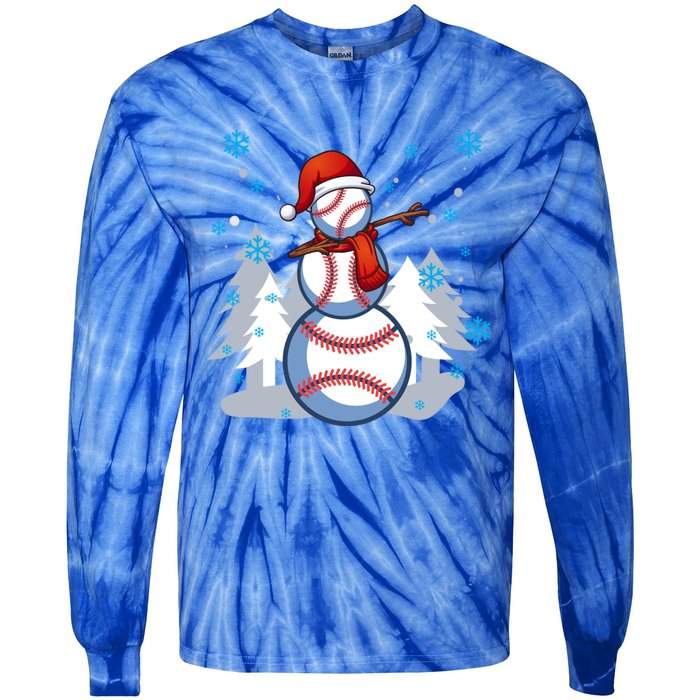 Dabbing Baseball Snow Christmas Funny Dab Ball Gift Tie-Dye Long Sleeve Shirt